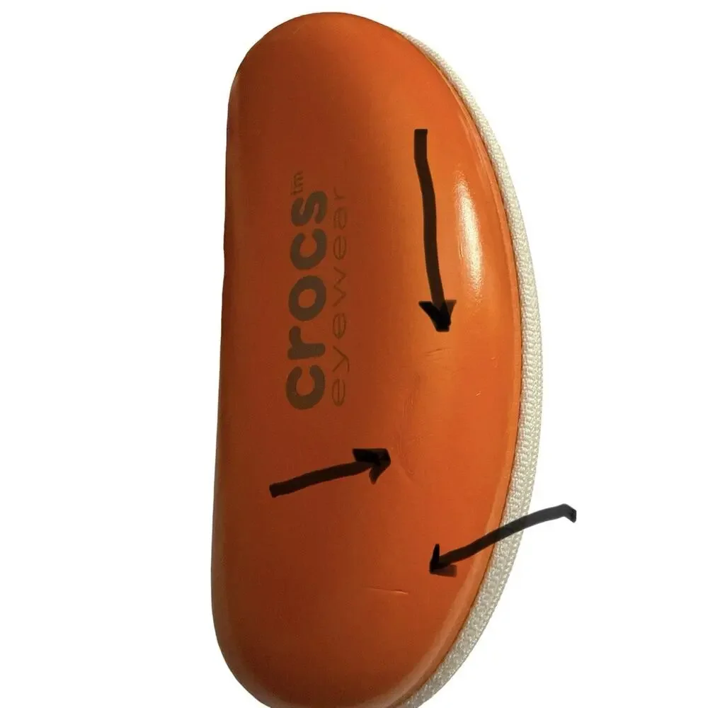 Crocs Eyeglass Sunglasses Case Soft Clamshell Orange White Zipper 6”